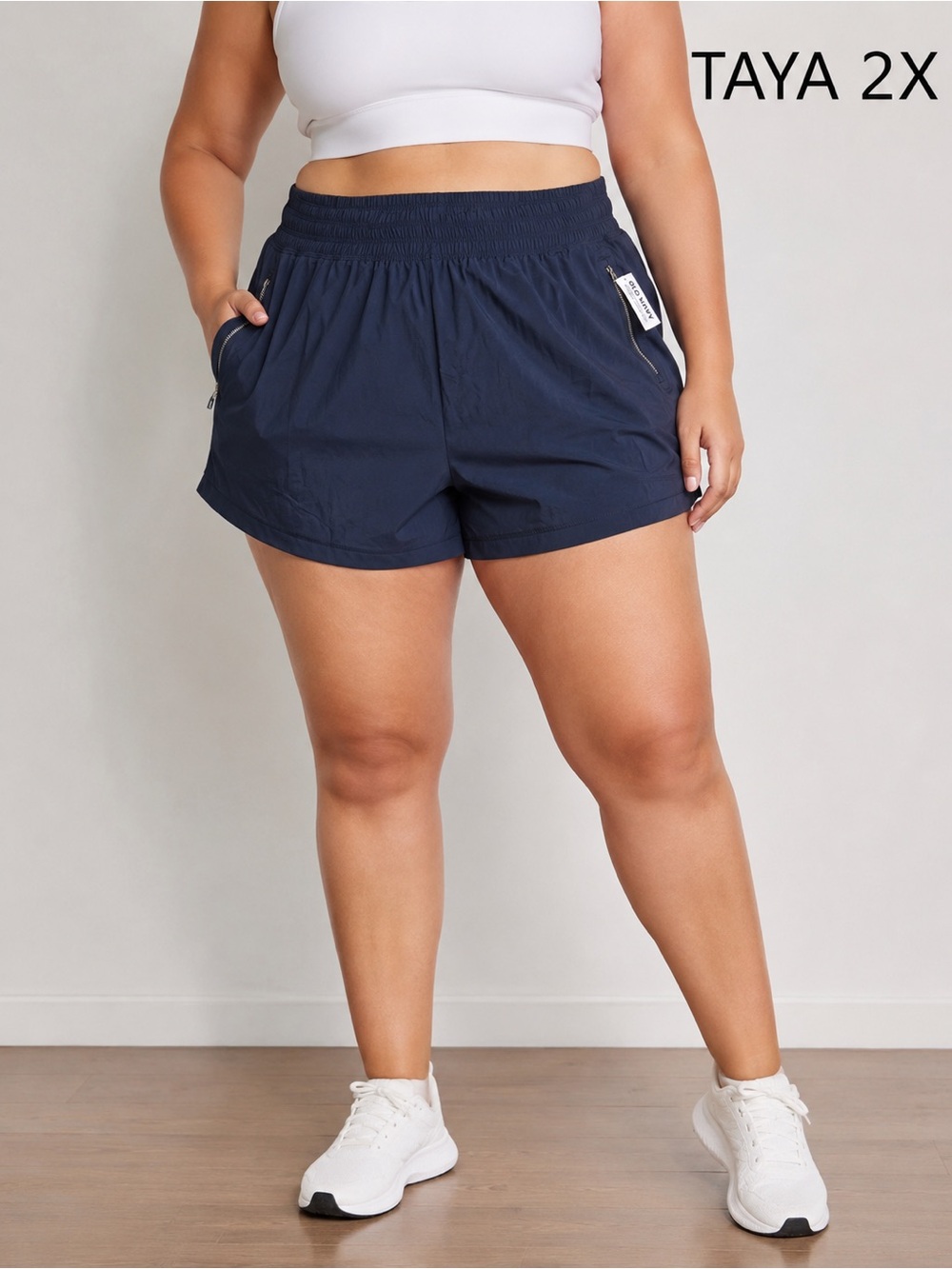 NWTOld Navy Women’s Athletic Shorts Plus Size 2X Navy Blue Zip Pocket Activewear